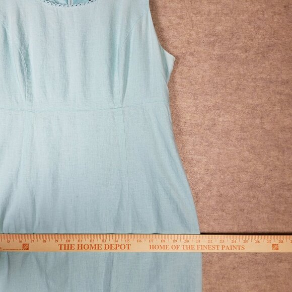 Sag Harbor Linen Maxi Dress, Size 12, Light Blue Embroidered Butterflies 🦋 - Picture 12 of 16